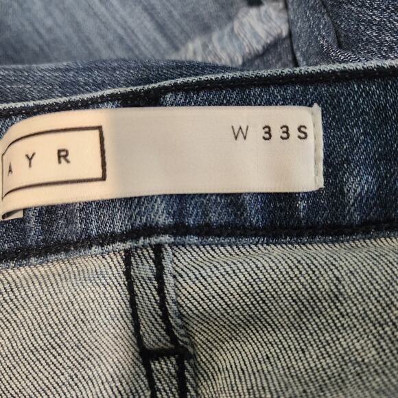 AYR The Bomb Pop Raw Hem Straight Leg Ankle Jeans Dark Wash Size 33 SHORT - Picture 7 of 8